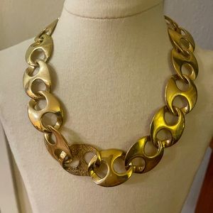 Vintage Chunky Necklace Choker Sailor Chain Yellow Gold Plated Statement 16"